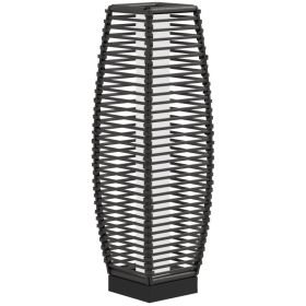 Solar Floor Lamp, Outdoor Rattan Garden Lantern Pathway Light & Decorative Driveway Lighting with Auto On/Off LED Lights for Porch, Yard, Lawn, (Option: Gray-220x220x750 mm)