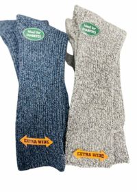 Regenerated Wool Diabetic Outdoor Hiking Extra Wide Calf Women Socks (Color: Navy/Gray)