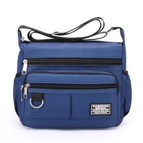 Men's Outdoor Leisure Multi-layer Zipper Messenger Bag (Option: Blue)