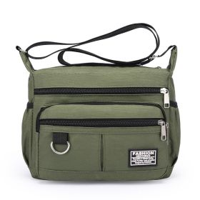 Men's Outdoor Leisure Multi-layer Zipper Messenger Bag (Option: Green)